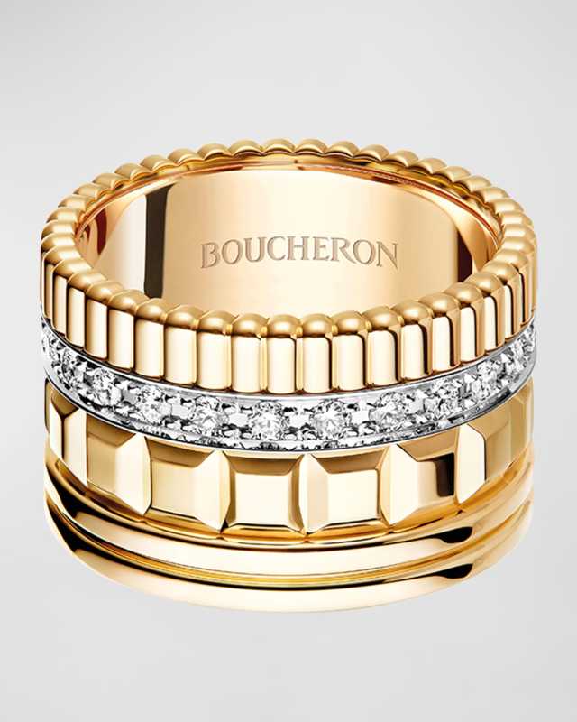 Quatre Radiant Edition 18k Yellow Gold Ring with Diamonds, EU 58 / US 8